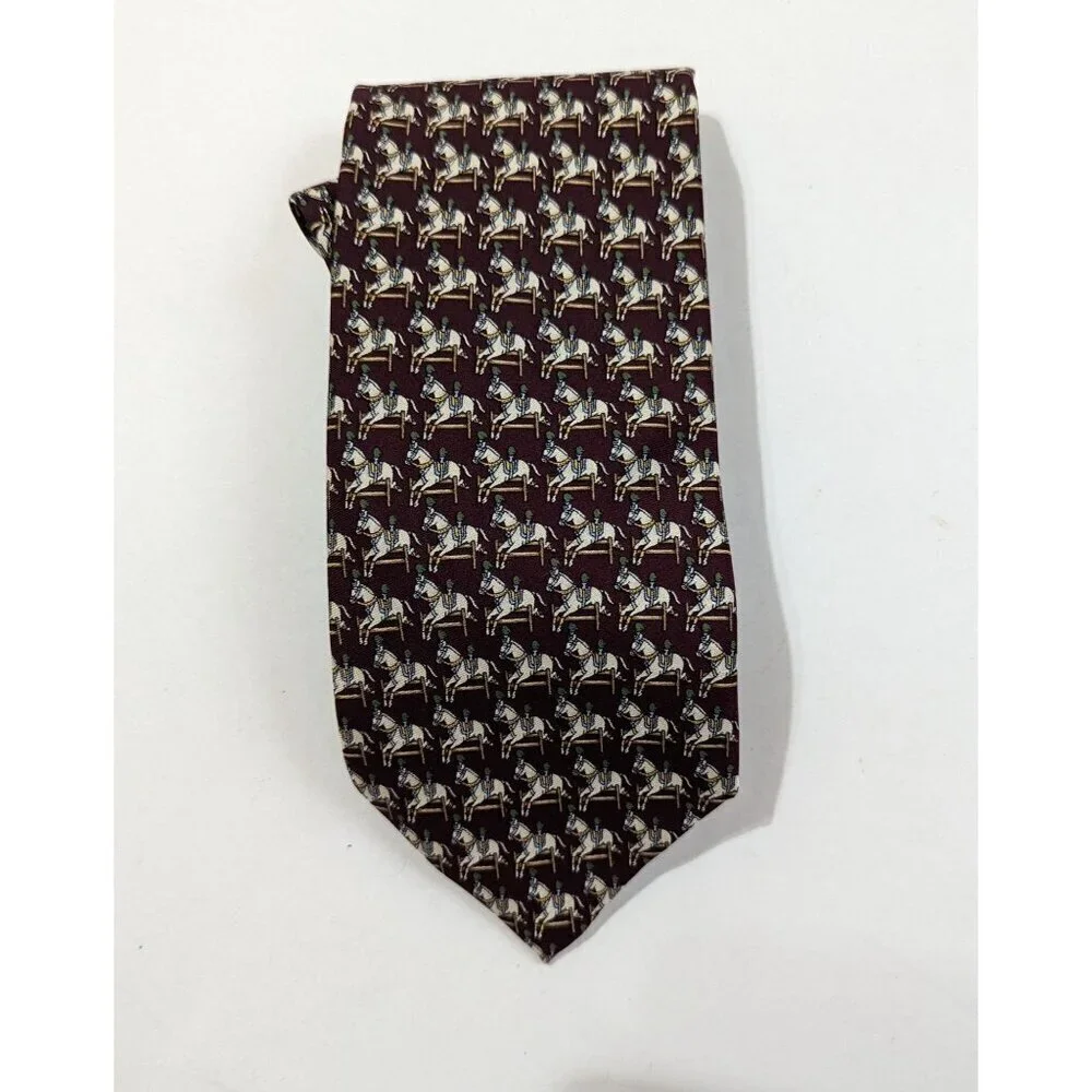 Brooks‎ Brothers Carousel Horse Tie Novelty Jockey Circus Silk Burgundy RN 99458